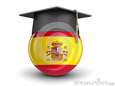 Graduation cap and Spanish flag Stock Photo