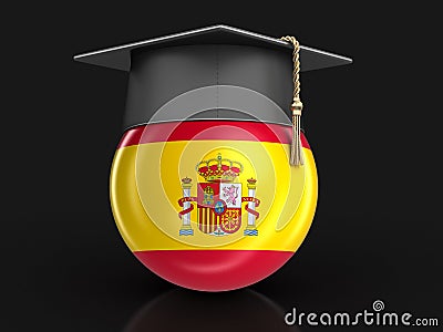 Graduation cap and Spanish flag Stock Photo