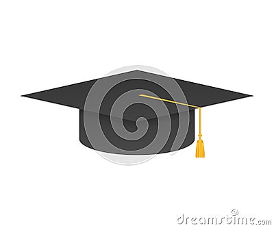 Graduation cap with tassel, realistic mortar board. Vector stock illustration Vector Illustration
