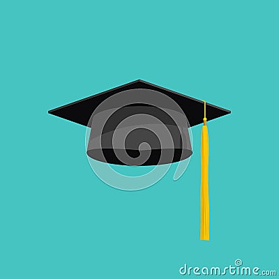 Graduation cap vector isolated on blue background, graduation hat with tassel flat icon, academic cap, graduation cap Vector Illustration