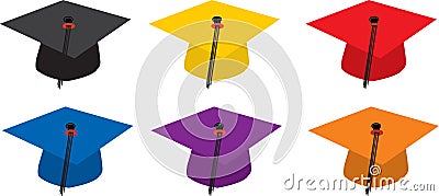 Graduation caps Cartoon Illustration