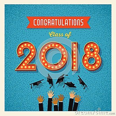 2018 graduation design with light bulb sign numbers Vector Illustration