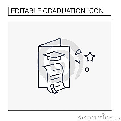 Graduation card line icon Vector Illustration