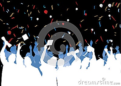 Graduation celebration in silhouette Vector Illustration