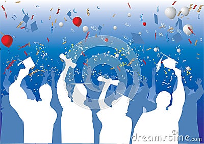 Graduation celebration in silhouette Stock Photo