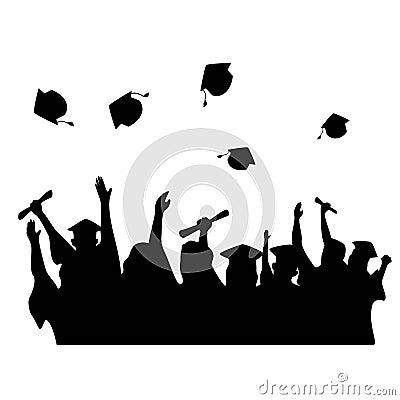 graduation celebration silhouette. Vector Illustration