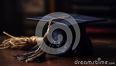 Graduation ceremony celebrates student achievement with cap and diploma generated by AI Stock Photo