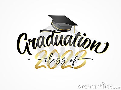 Graduation class of 2023 with square academic cap Vector Illustration