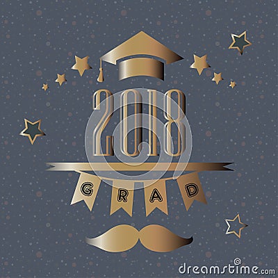 Graduation Class of 2018. Stylized Retro Card. Congratulations Graduates Stock Photo