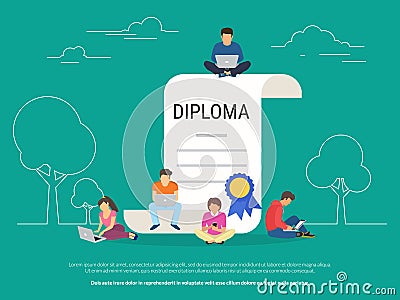 Graduation diploma concept vector illustration Vector Illustration