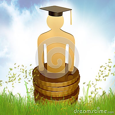 Graduation, education and knowledge icon Cartoon Illustration