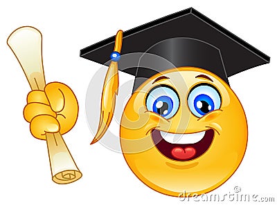 Graduation emoticon Vector Illustration