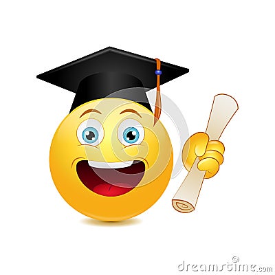 Graduation emoticon Vector Illustration