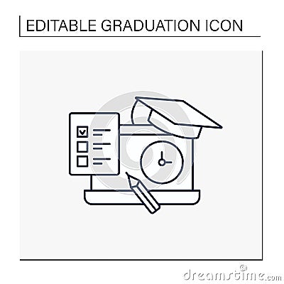 Graduation exam line icon Vector Illustration