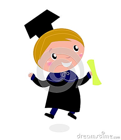 Graduation Happy Bachelor jumping Vector Illustration