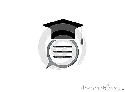 Graduation Hat with a dialog inside chat icon for logo design illustration Cartoon Illustration
