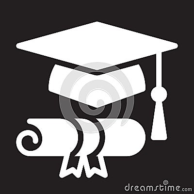 Graduation hat and diploma icon, vector illustration. Vector Illustration