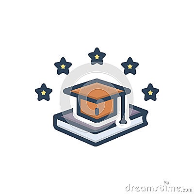 Color illustration icon for Graduation, degree and book Vector Illustration