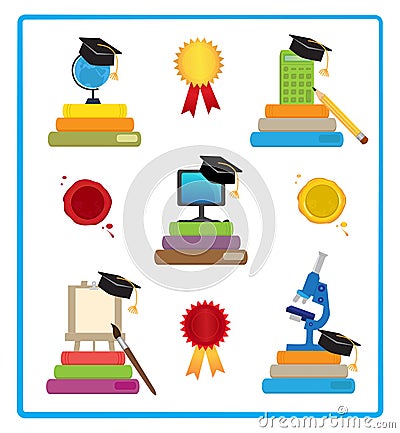 Graduation Icons Vector Illustration