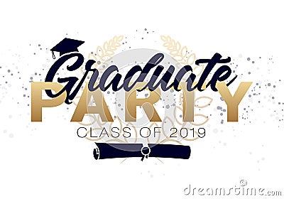 Graduation label. Vector text for graduation design, congratulation event, party, high school or college graduate Vector Illustration