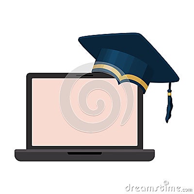 graduation laptop icon Vector Illustration