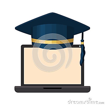 graduation laptop illustration Vector Illustration