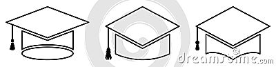 Graduation line cap icons Vector Illustration