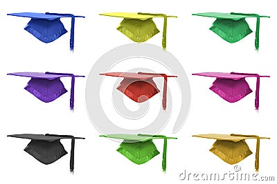 Graduation mortar background Stock Photo