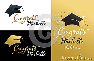 Graduation party invitations, posters, greeting card, banner Vector Illustration