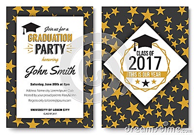 Graduation party vector template invitation Vector Illustration