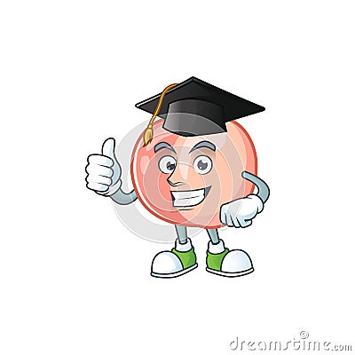 Graduation peach character mascot for cute emoticon Vector Illustration