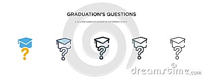 Graduation`s questions icon in different style vector illustration. two colored and black graduation`s questions vector icons Vector Illustration