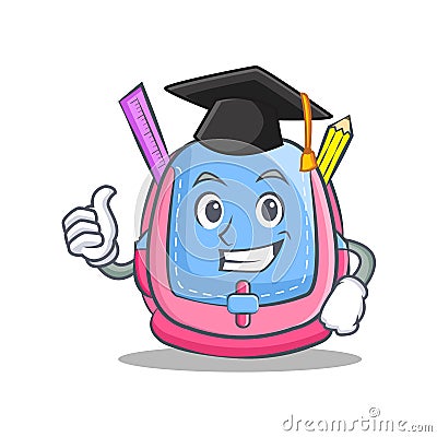 Graduation school bag character cartoon Vector Illustration