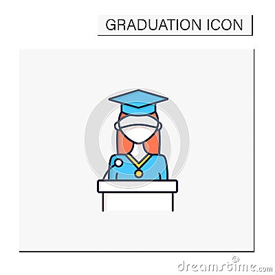 Graduation speech color icon Vector Illustration