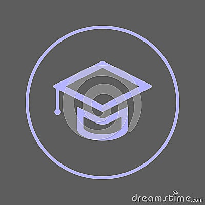 Graduation, Square academic cap circular line icon. Round colorful sign. Education flat style vector symbol. Vector Illustration