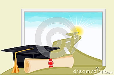 Graduation - start to bright future Vector Illustration