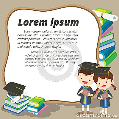 Graduation students and spece frame Vector Illustration