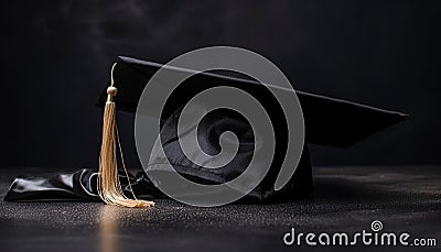 Graduation success diploma cap with tassel, ceremony, certificate, blackboard, book generated by AI Stock Photo