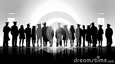 Graduation theme of cap and gowns on group of people Stock Photo