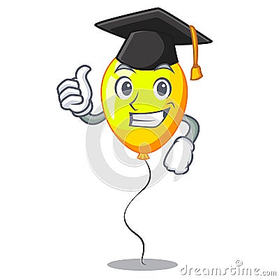 Graduation yellow balloon air in flying cartoon Vector Illustration