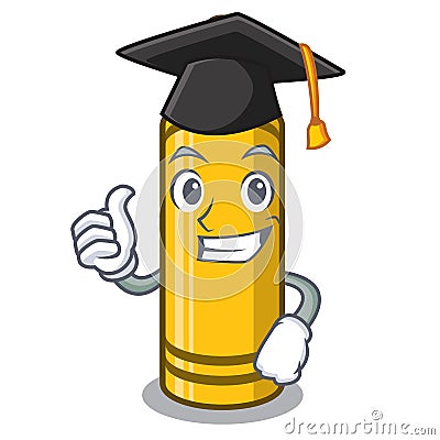 Graduation yellow crayon in the cartoon shape Vector Illustration