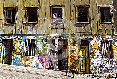 Graffati arts of Valparaiso, Chile Editorial Stock Photo