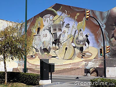 Graffiti in Adolfo Suarez Boulevard-Malaga -ANDALUSIA Editorial Stock Photo