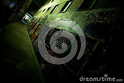 Graffiti Alley at Night Stock Photo