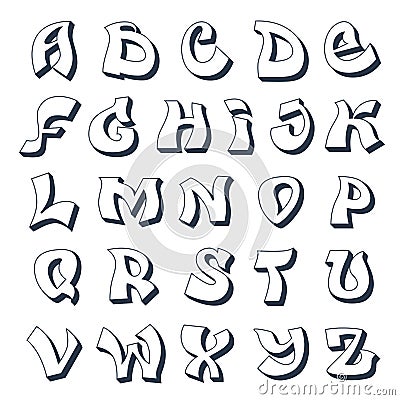 Graffiti alphabet white Vector Illustration