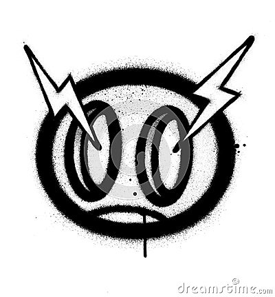 Graffiti angry icon sprayed in black over white Vector Illustration