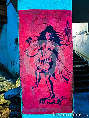 Graffiti art of Shiva, mahakal mahadev mahakaal Editorial Stock Photo