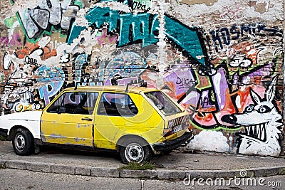 Graffiti Art Wall Editorial Stock Photo