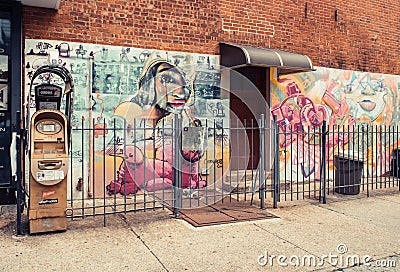 Graffiti art at Williamsburg in Brooklyn Editorial Stock Photo