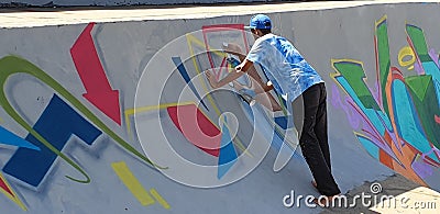 Graffiti Artist Spraying Durban Skatepark Editorial Stock Photo